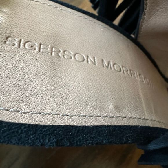 SIGERSON MORRISON Marita Black Suede Lace Up Fringe Strappy Sandals - Picture 8 of 11